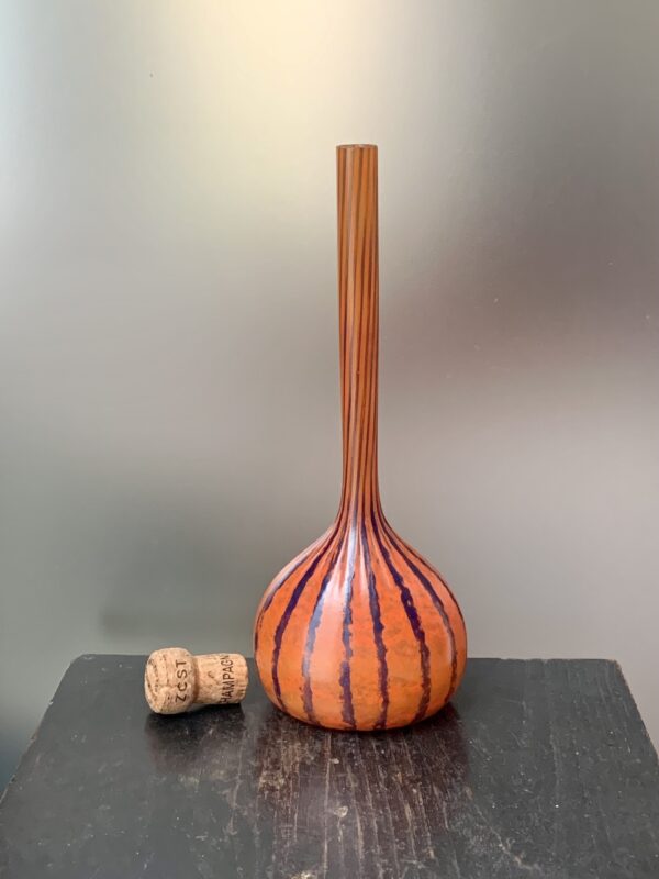 Soliflore Art Déco orange rayé bleu DLG Delatte Nancy Ref DEL267