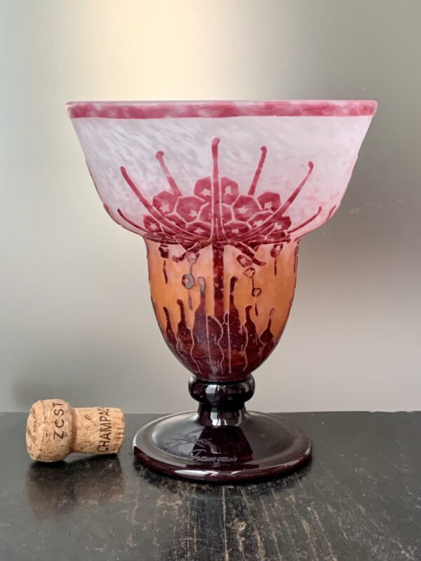 Superbe vase Charder Le Verre Français "Rhododendrons" Ref LVF242