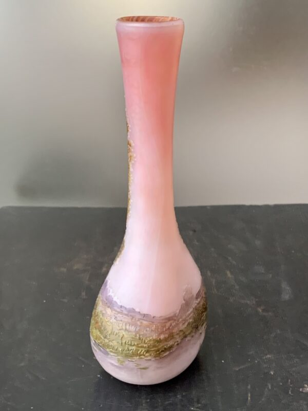 Superbe vase Legras "Paysage Rose au Pont" Ref L293 – Image 3