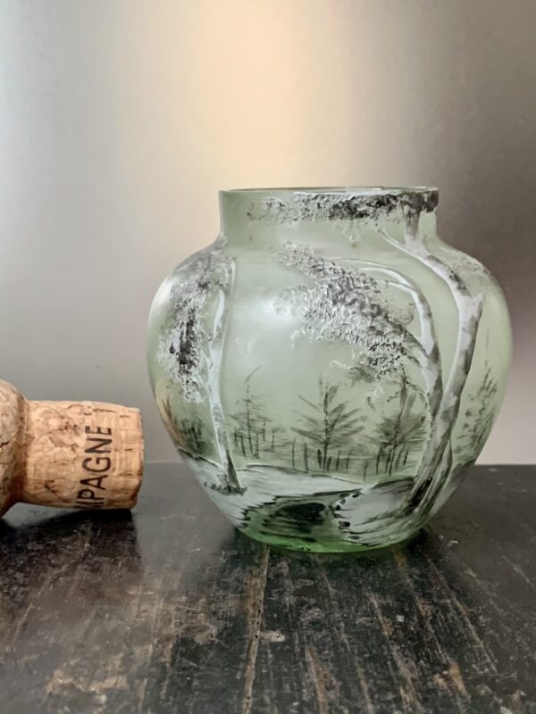 Charmant vase au paysage enneigé DLG Vessière Nancy Ref VSR307