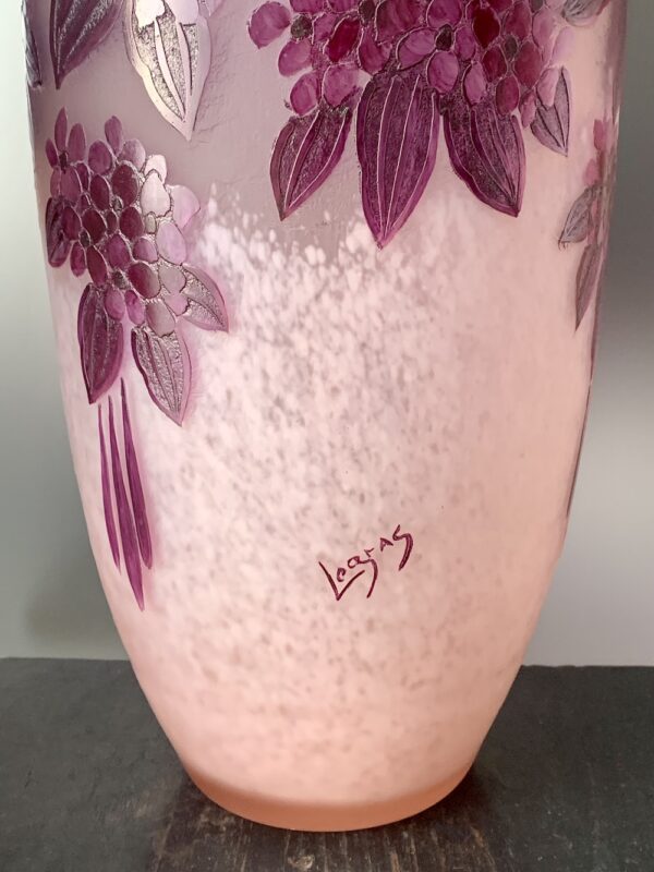 Majestueux grand vase Legras Art Déco série Rubis aux Fleurs Stylisées Ref L338 – Image 6