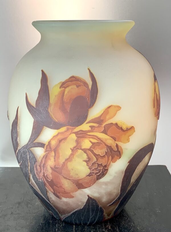 Extraordinaire grand vase Muller Frères Lunéville japonisant aux Pivoines Ref MUL333 – Image 5