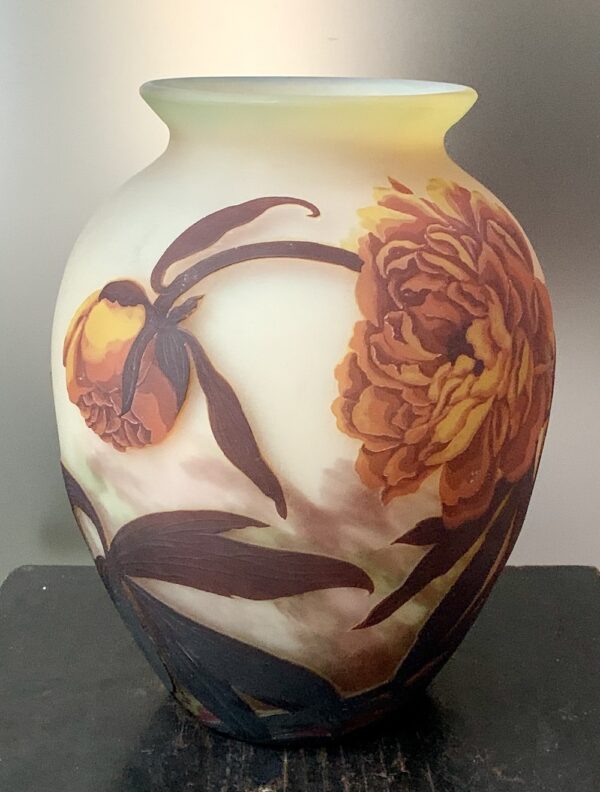 Extraordinaire grand vase Muller Frères Lunéville japonisant aux Pivoines Ref MUL333 – Image 3