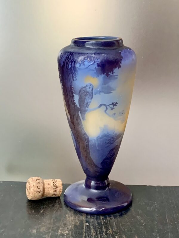 Incroyable vase d'André Delatte "Paysage nocturne au Hibou" Ref DEL337