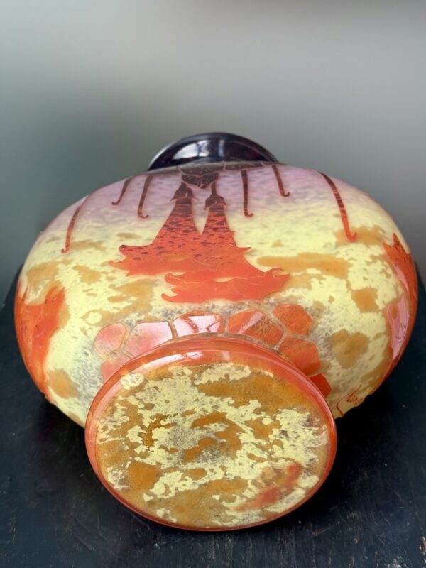 Superbe et imposant vase méplat Charder - Le Verre Français série Daturas Ref LVF387 – Image 6