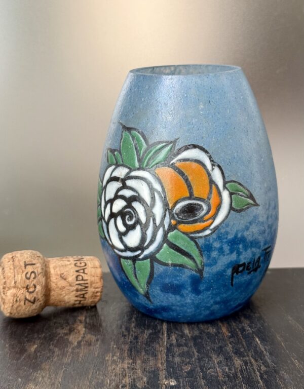 Original vase ovoïde Art Déco "Fleur Soleil" de Delatte Nancy Ref DEL385