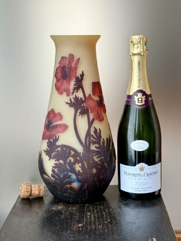 Magnifique vase japonisant Muller Frères Lunéville aux Anémones Ref MUL372