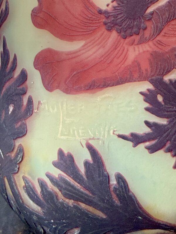 Magnifique vase japonisant Muller Frères Lunéville aux Anémones Ref MUL372 – Image 2