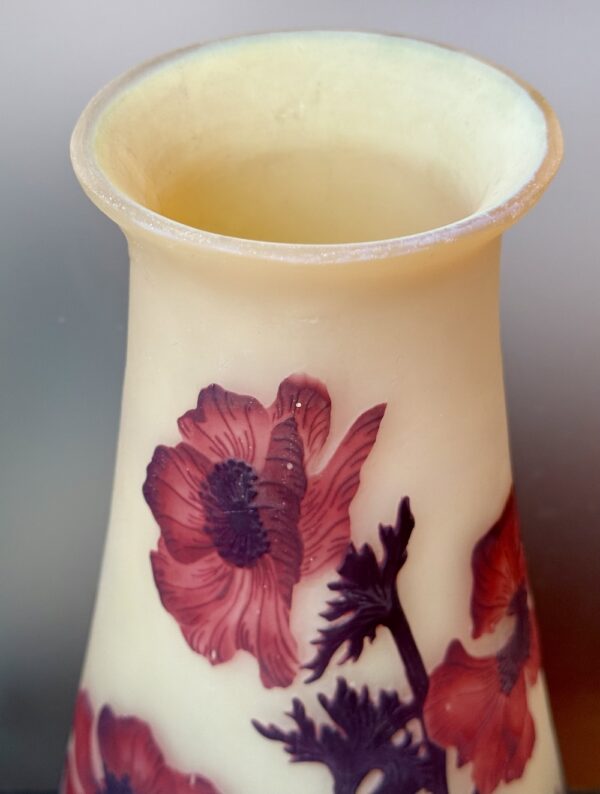 Magnifique vase japonisant Muller Frères Lunéville aux Anémones Ref MUL372 – Image 4