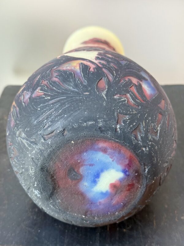 Magnifique vase japonisant Muller Frères Lunéville aux Anémones Ref MUL372 – Image 6