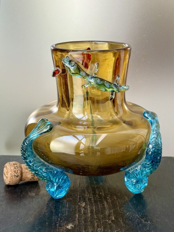Spectaculaire vase d'Auguste Jean aux applications de salamandre, sangsue et pieds dauphins Ref AJ418