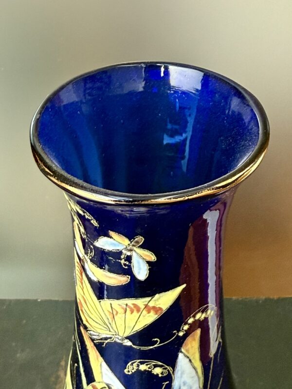 Beau vase Legras aux Papillons et Muguet série Bleu Cobalt Ref L393 – Image 5
