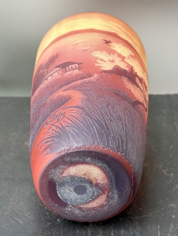 Sublime vase opalescent Pantin De Vez au décor lacustre japonisant Ref DV409 – Image 6