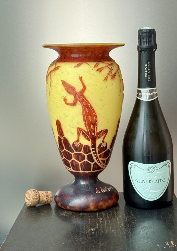 Exceptionnel vase balustre Le Verre Français série Lézards Ref LVF425