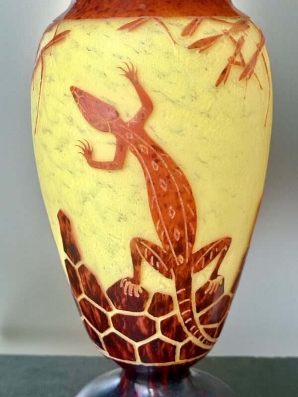 Exceptionnel vase balustre Le Verre Français série Lézards Ref LVF425 – Image 3