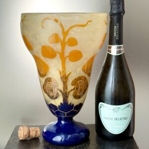 Superbe vase Le Verre Français série Figues aux couleurs chaleureuses Ref LVF445