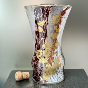 Extraordinaire vase "Bambou" japonisant aux Marguerites par Escalier de Cristal Ref EDC446