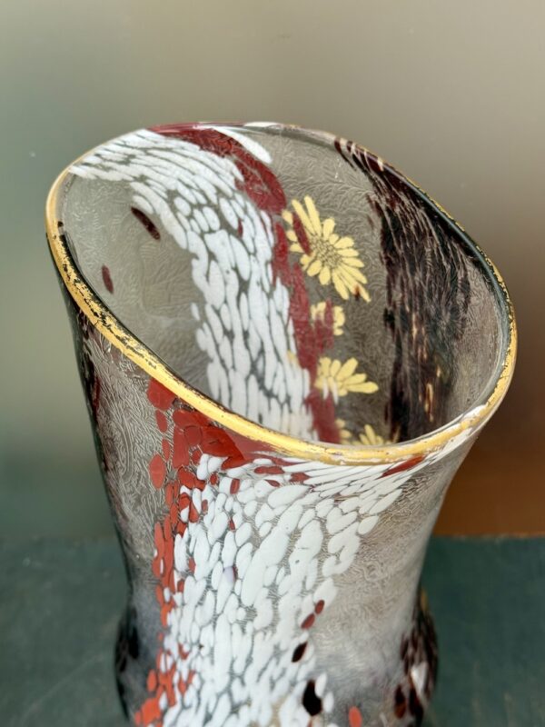 Extraordinaire vase "Bambou" japonisant aux Marguerites par Escalier de Cristal Ref EDC446 – Image 4
