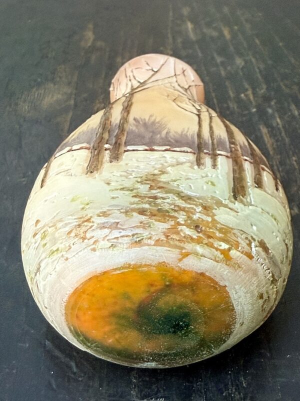 Superbe vase Legras série Camée au paysage forestier "A la Neige" Ref L440 – Image 4